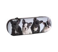 MIJKO Lindos Cachorros de Bulldog francés, Estuche para lápices Estuche para lápices de Cuero de PU Estuche para lápices de Gran Capacidad Estuche para lápices Bolsa de cosméticos