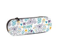MIJKO Lindos Osos Koala y Flores, Estuche para lápices Estuche para lápices de Cuero de PU Estuche para lápices de Gran Capacidad Estuche para lápices Bolsa de cosméticos