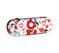MIJKO Lindos pingüinos día de San Valentín, Estuche para lápices Estuche para lápices de Cuero de PU Estuche para lápices de Gran Capacidad Estuche para lápices Bolsa de cosméticos