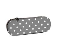 MIJKO Lunares Blancos Grises, Estuche para lápices Estuche para lápices de Cuero de PU Estuche para lápices de Gran Capacidad Estuche para lápices Bolsa de cosméticos