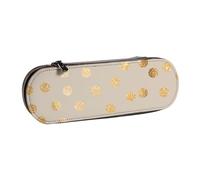 MIJKO Lunares con Purpurina Beige y Dorada., Estuche para lápices Estuche para lápices de Cuero de PU Estuche para lápices de Gran Capacidad Estuche para lápices Bolsa de cosméticos