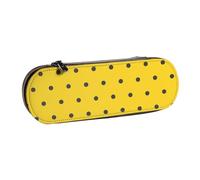 MIJKO Lunares Negros sobre Fondo Amarillo, Estuche para lápices Estuche para lápices de Cuero de PU Estuche para lápices de Gran Capacidad Estuche para lápices Bolsa de cosméticos