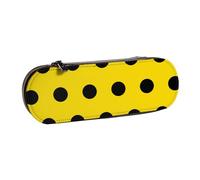 MIJKO Lunares Negros y Amarillos, Estuche para lápices Estuche para lápices de Cuero de PU Estuche para lápices de Gran Capacidad Estuche para lápices Bolsa de cosméticos