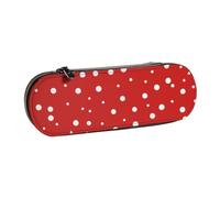 MIJKO Lunares Rojos y Blancos, Estuche para lápices Estuche para lápices de Cuero de PU Estuche para lápices de Gran Capacidad Estuche para lápices Bolsa de cosméticos