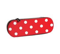 MIJKO Lunares Rojos y Blancos, Estuche para lápices Estuche para lápices de Cuero de PU Estuche para lápices de Gran Capacidad Estuche para lápices Bolsa de cosméticos