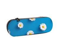 MIJKO Margarita Blanca Estampada., Estuche para lápices Estuche para lápices de Cuero de PU Estuche para lápices de Gran Capacidad Estuche para lápices Bolsa de cosméticos