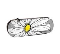 MIJKO Margarita De Moda con Gris Y Amarillo, Estuche para lápices Estuche para lápices de Cuero de PU Estuche para lápices de Gran Capacidad Estuche para lápices Bolsa de cosméticos