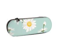 MIJKO Margarita Exuberante Flor Floral, Estuche para lápices Estuche para lápices de Cuero de PU Estuche para lápices de Gran Capacidad Estuche para lápices Bolsa de cosméticos