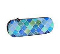 MIJKO Marroquí Decorativo Azul Cobalto Y Aqua, Estuche para lápices Estuche para lápices de Cuero de PU Estuche para lápices de Gran Capacidad Estuche para lápices Bolsa de cosméticos