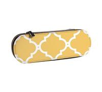 MIJKO Marruecos Trellis Mostaza Blanco, Estuche para lápices Estuche para lápices de Cuero de PU Estuche para lápices de Gran Capacidad Estuche para lápices Bolsa de cosméticos