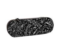MIJKO Notas Musicales Negras, Estuche para lápices Estuche para lápices de Cuero de PU Estuche para lápices de Gran Capacidad Estuche para lápices Bolsa de cosméticos