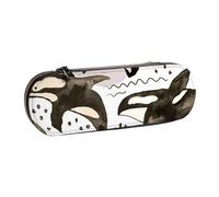MIJKO Orcas de Acuarela, Estuche para lápices Estuche para lápices de Cuero de PU Estuche para lápices de Gran Capacidad Estuche para lápices Bolsa de cosméticos