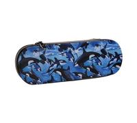 MIJKO Orcas Orcas Océano Mar, Estuche para lápices Estuche para lápices de Cuero de PU Estuche para lápices de Gran Capacidad Estuche para lápices Bolsa de cosméticos