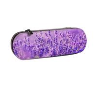 MIJKO Paisaje Flor Lavanda Púrpura Paisaje, Estuche para lápices Estuche para lápices de Cuero de PU Estuche para lápices de Gran Capacidad Estuche para lápices Bolsa de cosméticos