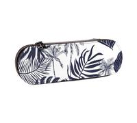 MIJKO Palmeras Tropicales Hojas Silueta Hawaiana, Estuche para lápices Estuche para lápices de Cuero de PU Estuche para lápices de Gran Capacidad Estuche para lápices Bolsa de cosméticos