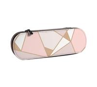 MIJKO Papel Pintado geométrico Oro Rosa, Estuche para lápices Estuche para lápices de Cuero de PU Estuche para lápices de Gran Capacidad Estuche para lápices Bolsa de cosméticos