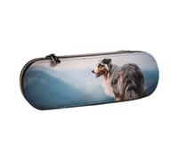 MIJKO Pastor Australiano Montañas Aussie Pets Perros, Estuche para lápices Estuche para lápices de Cuero de PU Estuche para lápices de Gran Capacidad Estuche para lápices Bolsa de cosméticos