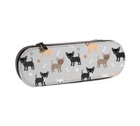MIJKO Patas y Huesos de Chihuahua, Estuche para lápices Estuche para lápices de Cuero de PU Estuche para lápices de Gran Capacidad Estuche para lápices Bolsa de cosméticos