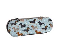 MIJKO Patas y Huesos de Perro Salchicha Azul, Estuche para lápices Estuche para lápices de Cuero de PU Estuche para lápices de Gran Capacidad Estuche para lápices Bolsa de cosméticos