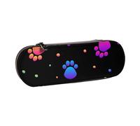 MIJKO Patrón Animal de Huella de Pata de Arco Iris, Estuche para lápices Estuche para lápices de Cuero de PU Estuche para lápices de Gran Capacidad Estuche para lápices Bolsa de cosméticos