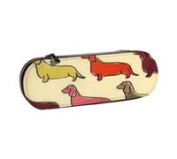 MIJKO Patrón Colorido del Perro Salchicha, Estuche para lápices Estuche para lápices de Cuero de PU Estuche para lápices de Gran Capacidad Estuche para lápices Bolsa de cosméticos