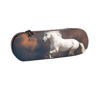 MIJKO Patrón de Caballos Blancos, Estuche para lápices Estuche para lápices de Cuero de PU Estuche para lápices de Gran Capacidad Estuche para lápices Bolsa de cosméticos