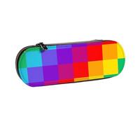 MIJKO Patrón de Cuadros de arcoíris, Estuche para lápices Estuche para lápices de Cuero de PU Estuche para lápices de Gran Capacidad Estuche para lápices Bolsa de cosméticos