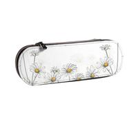 MIJKO Patrón de diseño de Margaritas, Estuche para lápices Estuche para lápices de Cuero de PU Estuche para lápices de Gran Capacidad Estuche para lápices Bolsa de cosméticos