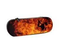 MIJKO Patrón de diseño de quemadura de Fuego, Estuche para lápices Estuche para lápices de Cuero de PU Estuche para lápices de Gran Capacidad Estuche para lápices Bolsa de cosméticos