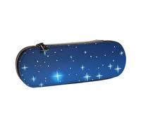 MIJKO Patrón de Estrella Azul, Estuche para lápices Estuche para lápices de Cuero de PU Estuche para lápices de Gran Capacidad Estuche para lápices Bolsa de cosméticos