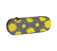 MIJKO Patrón De Flor De Diente De León De Dibujos Animados, Estuche para lápices Estuche para lápices de Cuero de PU Estuche para lápices de Gran Capacidad Estuche para lápices Bolsa de cosméticos
