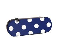 MIJKO Patrón de Lunares Azul Marino, Estuche para lápices Estuche para lápices de Cuero de PU Estuche para lápices de Gran Capacidad Estuche para lápices Bolsa de cosméticos