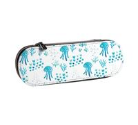 MIJKO Patrón de Medusas de Vida oceánica, Estuche para lápices Estuche para lápices de Cuero de PU Estuche para lápices de Gran Capacidad Estuche para lápices Bolsa de cosméticos