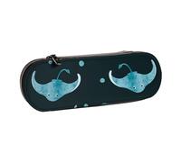 MIJKO Patrón de pez mantarraya, Estuche para lápices Estuche para lápices de Cuero de PU Estuche para lápices de Gran Capacidad Estuche para lápices Bolsa de cosméticos