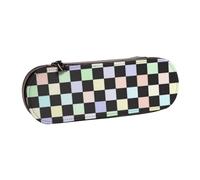 MIJKO Patrón de Tablero de ajedrez sin Costuras, Estuche para lápices Estuche para lápices de Cuero de PU Estuche para lápices de Gran Capacidad Estuche para lápices Bolsa de cosméticos
