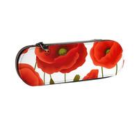 MIJKO Patrón Floral de Flores de Amapola, Estuche para lápices Estuche para lápices de Cuero de PU Estuche para lápices de Gran Capacidad Estuche para lápices Bolsa de cosméticos
