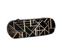 MIJKO Patrón geométrico Estilo Art Deco de Dos Lados, Estuche para lápices Estuche para lápices de Cuero de PU Estuche para lápices de Gran Capacidad Estuche para lápices Bolsa de cosméticos
