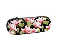 MIJKO Patrón Sin Fisuras con Flor De Magnolia, Estuche para lápices Estuche para lápices de Cuero de PU Estuche para lápices de Gran Capacidad Estuche para lápices Bolsa de cosméticos