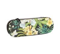 MIJKO Patrón Sin Fisuras con Flores Plumeria Orquídea Flor Camaleón Vintage, Estuche para lápices Estuche para lápices de Cuero PU Estuche para lápices Estuche para lápices Estuche para cosméticos