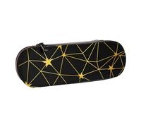 MIJKO Patrón sin Fisuras de Red de Estrellas Negras Doradas, Estuche para lápices Estuche para lápices de Cuero de PU Estuche para lápices de Gran Capacidad Estuche para lápices Bolsa de cosméticos