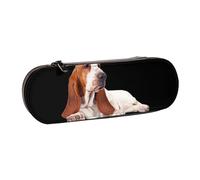MIJKO Perro Basset Hound, Estuche para lápices Estuche para lápices de Cuero de PU Estuche para lápices de Gran Capacidad Estuche para lápices Bolsa de cosméticos