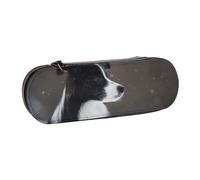 MIJKO Perro Border Collie Manchado Nieve, Estuche para lápices Estuche para lápices de Cuero de PU Estuche para lápices de Gran Capacidad Estuche para lápices Bolsa de cosméticos