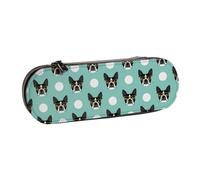 MIJKO Perro Boston Terrier, Estuche para lápices Estuche para lápices de Cuero de PU Estuche para lápices de Gran Capacidad Estuche para lápices Bolsa de cosméticos