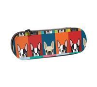 MIJKO Perro Boston Terrier, Estuche para lápices Estuche para lápices de Cuero de PU Estuche para lápices de Gran Capacidad Estuche para lápices Bolsa de cosméticos