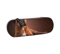 MIJKO Perro Boxer Acostado Genial, Estuche para lápices Estuche para lápices de Cuero de PU Estuche para lápices de Gran Capacidad Estuche para lápices Bolsa de cosméticos