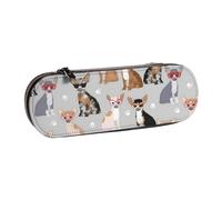 MIJKO Perro Chihuahua, Estuche para lápices Estuche para lápices de Cuero de PU Estuche para lápices de Gran Capacidad Estuche para lápices Bolsa de cosméticos