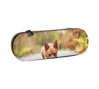 MIJKO Perro Chihuahua, Estuche para lápices Estuche para lápices de Cuero de PU Estuche para lápices de Gran Capacidad Estuche para lápices Bolsa de cosméticos