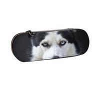 MIJKO Perro con Cara Bonita de Husky Divertido, Estuche para lápices Estuche para lápices de Cuero de PU Estuche para lápices de Gran Capacidad Estuche para lápices Bolsa de cosméticos