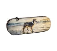 MIJKO Perro del Cielo de mar Border Collie, Estuche para lápices Estuche para lápices de Cuero de PU Estuche para lápices de Gran Capacidad Estuche para lápices Bolsa de cosméticos