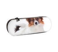 MIJKO Perro Papillon Esponjoso, Estuche para lápices Estuche para lápices de Cuero de PU Estuche para lápices de Gran Capacidad Estuche para lápices Bolsa de cosméticos